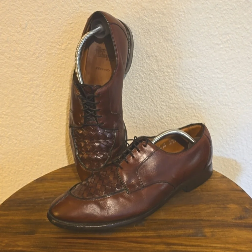 Allen Edmonds Mens Hersey Basketweave Premium leather Oxford Brown Sz.11.5